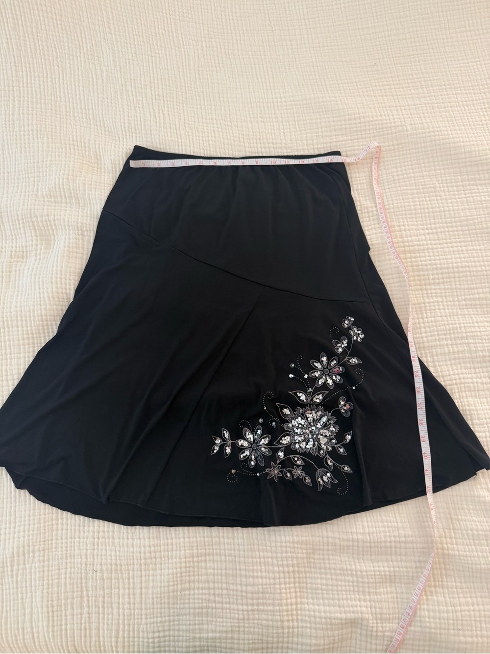Fairy Black midi Skirt with Floral Sparkle Detail.